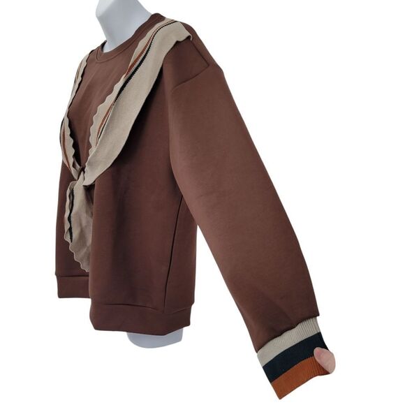 2/$20 Brown & Orange Ribbon Bow Crewneck Sweatshirt Size: Large - Picture 5 of 8